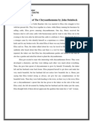 Реферат: Steinbeck Paper Essay Research Paper The Chrysanthemums